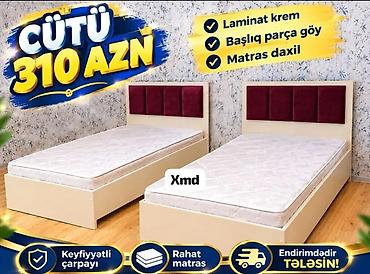 Çarpayılar: Məhsul: Tək nəfərlik çarpayı dəsti Tərkib: - Baza (açılan alt hissə — 4