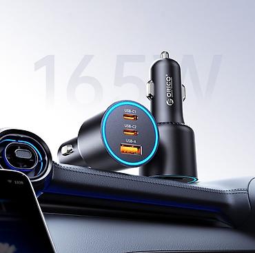macbook charger: Avtomobil Şarj Cihazı Orico-PL-165-1A2C (165W güclü) — Maşında — 2