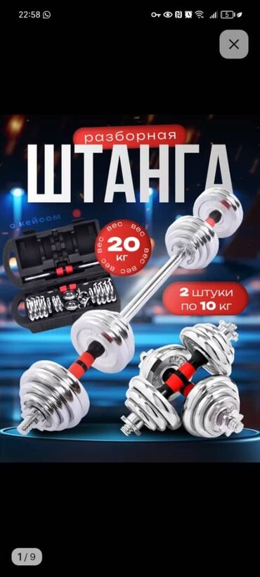 наборные гантели с поворотным механизмом: Разборная штанга/гантели 20 кг с кейсом Комплект для силовых