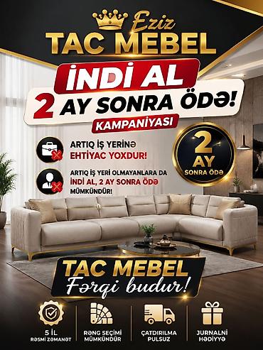 Divanlar: Tac Mebel künc divanları – şəxsi modellər - Elegant dizaynlı L — 11