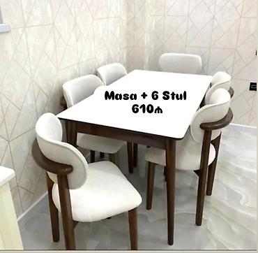Mətbəx/Qonaq otağı üçün dəst: Masa + 6 stul - Masa üstü: açıq rəngli lalafo.az -da Mətbəx/Qonaq otağı üçün dəst: Masa + 6 stul - Masa üstü: açıq rəngli