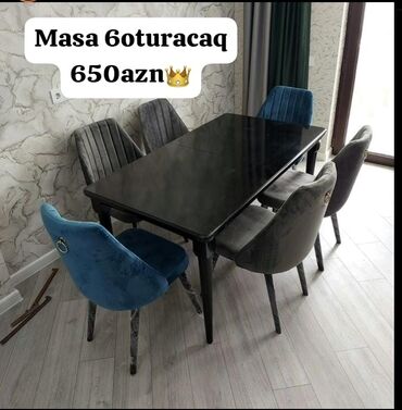 modern stol stullar: Qonaq otağı üçün, Yeni, Açılan, Dördbucaq masa, 6 stul, Azərbaycan