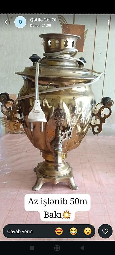 Elektrik samovar - Material: metal korpus, klassik naxışlı tutacaqlar