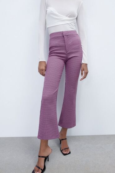 Плащи: Zara Kazayağı Desenli Etiketli Pantolon