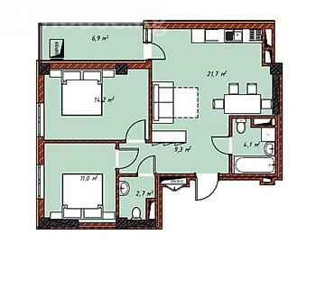 жк каусар: 3 комнаты, 70 м², Верхний Джал Элитка, 12 этаж, ПСО (под самоотделку) — 3