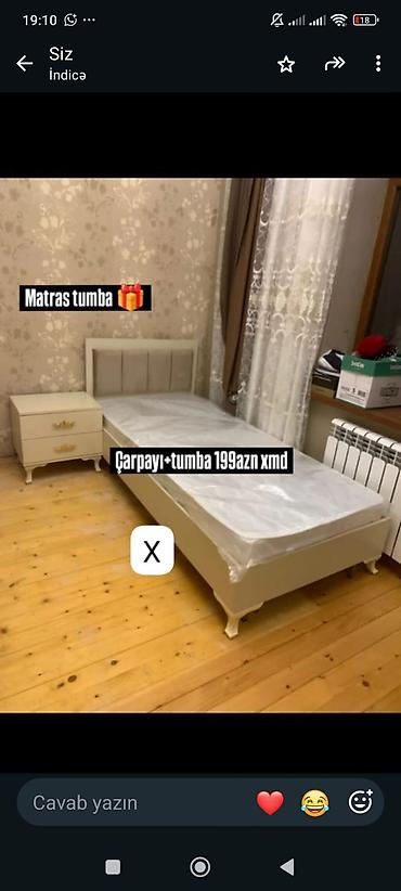 çarpayı satışı: Çarpayı + tumba dəsti - Rəng: krem/ivory tonları - Çarpayı: tək — 1