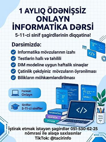 kurs müəllim vakansiya: Kompüter kursu: Proqramlaşdırma, Onlayn — 1