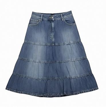 Denim ətək - Material: Orijinal denim/cins parça - Rəng: Klassik