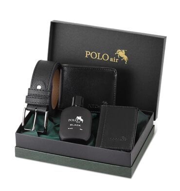 Polo air 4-lü hədiyyəlik🛍️ Kaşelok,kəmər,kart qabı,50 ml polo parfüm