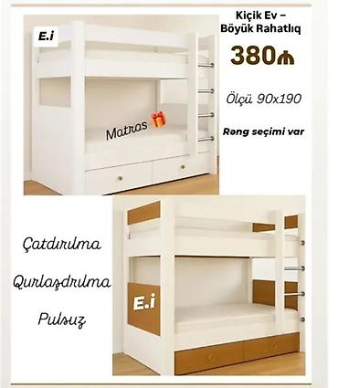 Детская мебель: İki mərtəbəli uşaq çarpayısı - Ölçü: 90x190 - Model: kompakt “Kiçik — 1