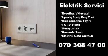 Led çilçıraqlar: Elektrik Usta Servisi. Rozetka, Vkluçatel, Şit-avtomat deyişdirilməsi