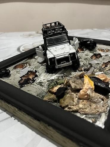пластиковое зеркало в ванную: Авторская настенная панно-диорама «Off-road». - Объемная композиция — 2