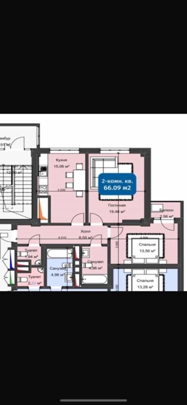 кок жар квартира продажа: 2 комнаты, 66 м², Элитка, 12 этаж, ПСО (под самоотделку)