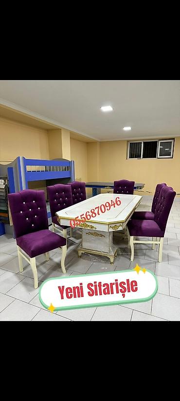 tek termolar: Qonaq otağı üçün, Yeni, Açılmayan, Dördbucaq masa, 6 stul — 4