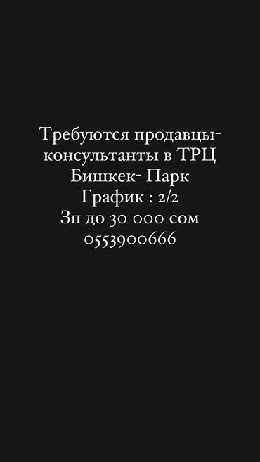 работа в бишкеке для женшин: Сатуучу консультант. Бишкек Парк СБ