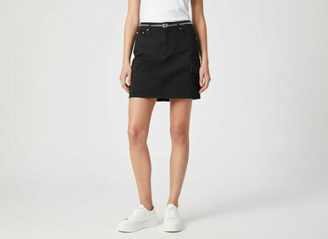 spódnice jeansowe czarne plus size: H&M, Спідниця жіноча, розмір XS