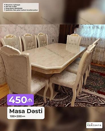 Ev və bağ: Masa Dəsti – 100×200 sm - Klassik üslublu, mərmər effekti ilə parlaq — 1