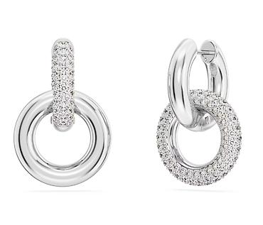 swarovski: Серьги круглые Swarovski Dextera. Родиевое покрытие, сертификат — 3