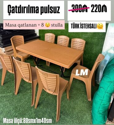 Stullar: Yeni Plastik masa dəsti📌 _*Türk istehsalı masa+8 STUL*_ 📌 *Qiymət