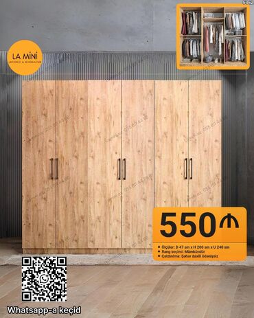 Divanlar: Açılan, 6 qapı Düz dolab, Qarderob, paltar dolabı