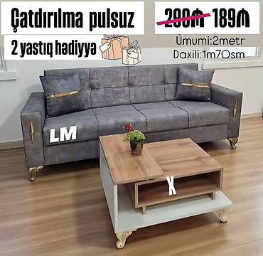 düz divan: Qonaq otağı üçün müasir dizaynda komfortlu divan. - Rəng: boz — 1
