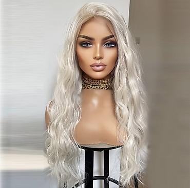 parık: Məhsul: Uzun dalğalı parik – platin sarı, “lace front” (şəbəkəli ön — 1
