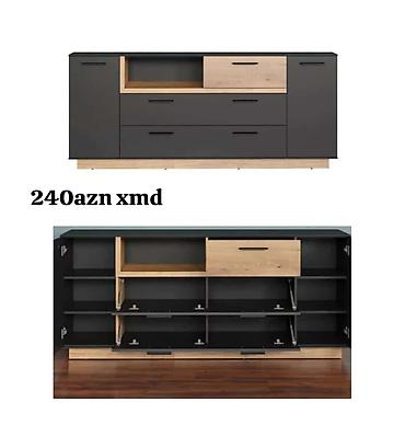 gence tort instagram: TV tumbası / konsol - Rəng: qrafit boz + açıq ağac teksturası (iki — 1