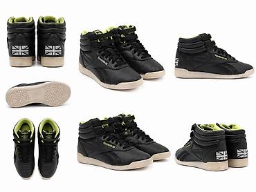 svetlece sandale: Reebok high-top patike – klasičan model - Boja: crna sa neon-zelenim — 1