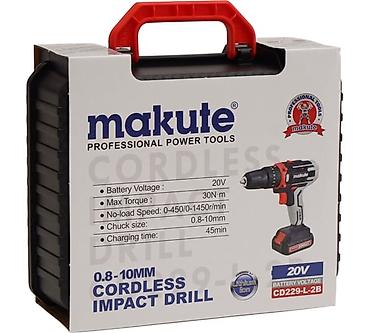 Makute CD229-L-2B simsiz zərbəli matkap - Güc mənbəyi: 20V batareya -