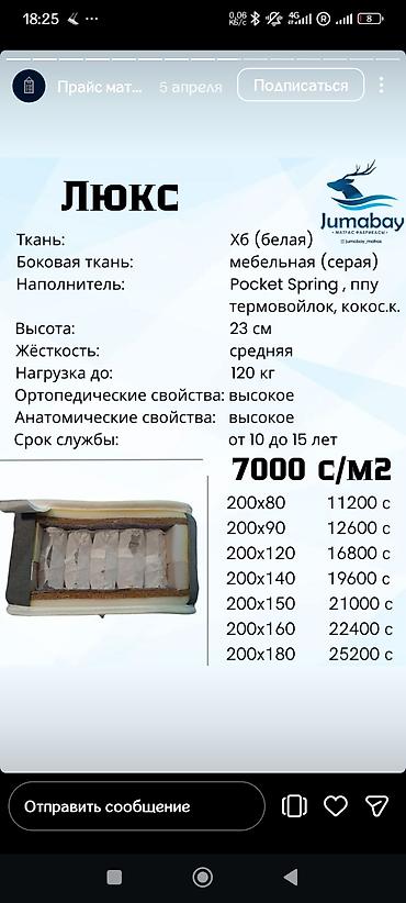 термовойлок: Ортопедический матрас, Б/у, Односпальный, Кыргызстан, Матрасы средней жесткости, Самовывоз — 4