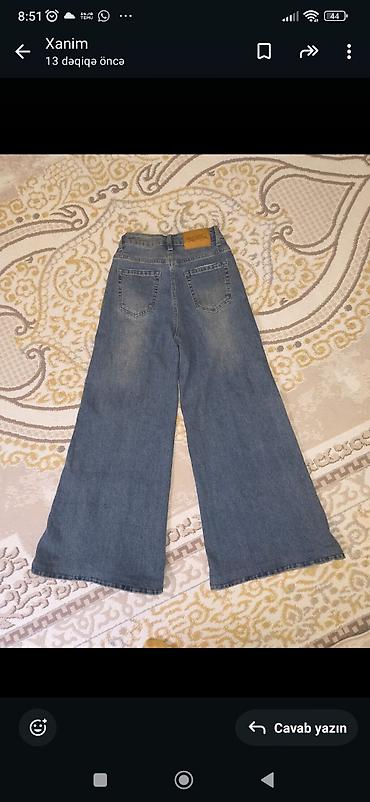 casual: Qadın geniş kəsimli cins şalvar - Model: wide-leg (geniş balaqlı) — 2