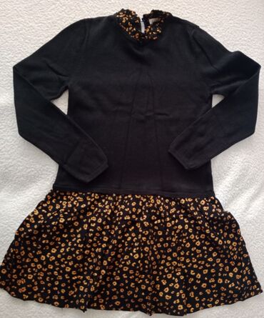 plavo zlatna haljina: H&M, Midi, Long sleeve, 134-140