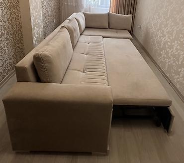 ofis divanları: Bej rəngli L formalı künc divan - Yumşaq, toxunuşa xoş — 3