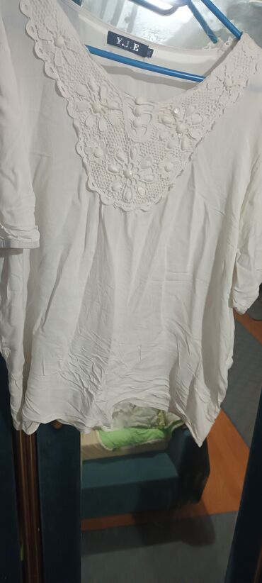 košulje za punije žene: XL (EU 42), Flax, Single-colored, color - White