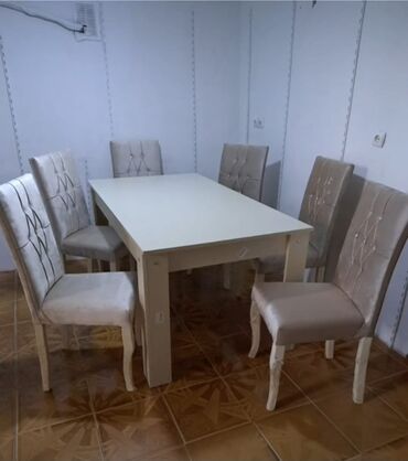 oturacaq stol: Qonaq otağı üçün, Yeni, Dördbucaq masa, 6 stul