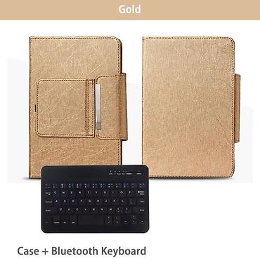 ipad 10 nəsil: Qızılı rəngdə planşet üçün örtük + Bluetooth klaviatura dəsti — 1