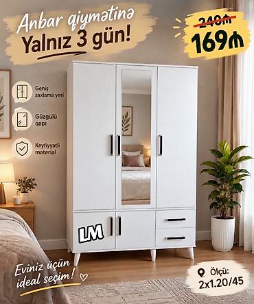 taxta bocka satilir: Üç qapılı dolablar laminatla Qiymət : 169₼ Yüksək keyfiyyət və — 2