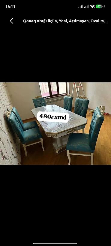 ofis ustolu: Qonaq otağı üçün, Yeni, Açılmayan, Oval masa, 6 stul — 1