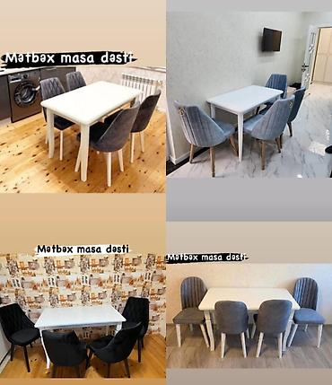 masa ve oturacag: Mətbəx masa dəsti - Dəst: 1 ədəd düzbucaqlı masa + 4 ədəd stul - — 1