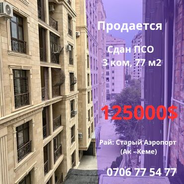 Продажа домов: 3 комнаты, 77 м², Элитка, 8 этаж, ПСО (под самоотделку)