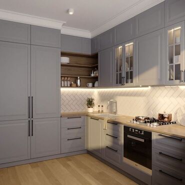 Sifarişlə mətbəx mebeli: Sifarişlə mətbəx dəsti, Özü çəkən petlələr, Mat laminat, Kredit var, Rayonlara çatdırılma, Pulsuz çatdırılma — 10