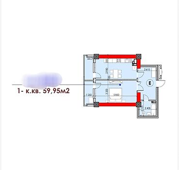 кут товер: Студия, 60 м², Элитка, 10 этаж, ПСО (под самоотделку) — 2