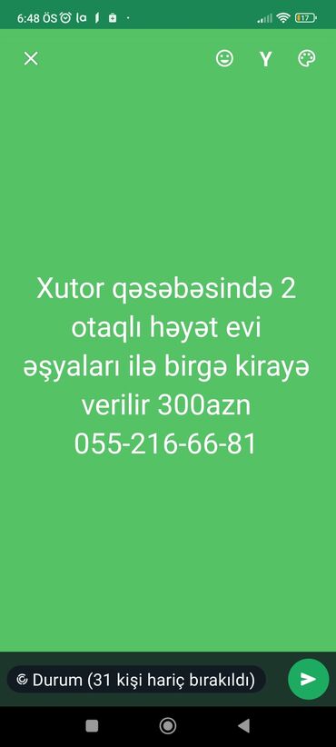 150 azn kiraye evler sumqayitda: 2 otaqlı həyət evi mətbəx içərisində əşyaları da var su işıq qaz