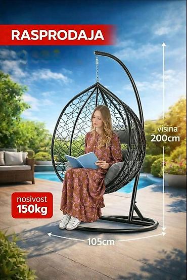 solar: Viseća ljuljaška – “egg” korpa sa stalkom - Dimenzije: ukupna visina — 1