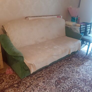 мебель жумуш: Диван-кровать, цвет - Зеленый, Б/у