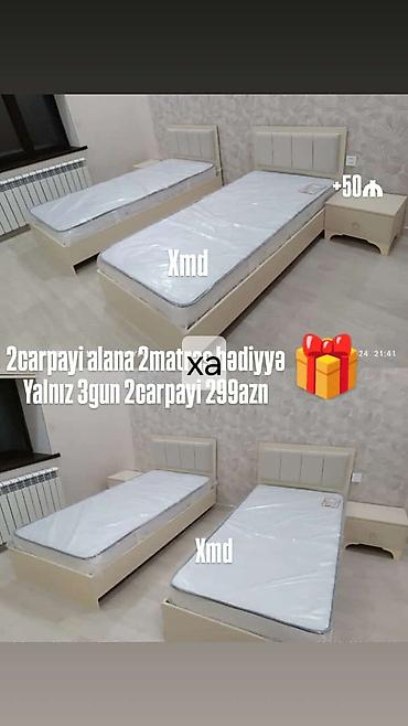 İki ədəd tək nəfərlik çarpayı dəsti - Rəng: açıq bej - Başlıq: yumşaq