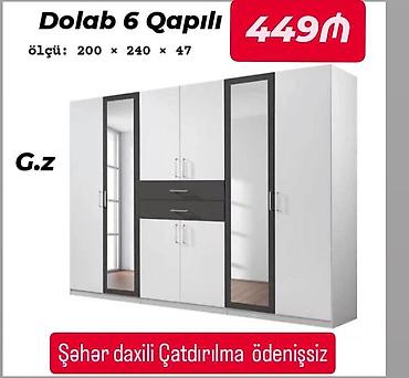 mebel dekor: Dolab – 6 qapılı model - Ölçü: 200 × 240 × 47 sm - Rəng: ağ korpus — 1