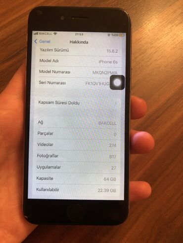 təcili iphone: IPhone 6s, 64 GB, Gümüşü