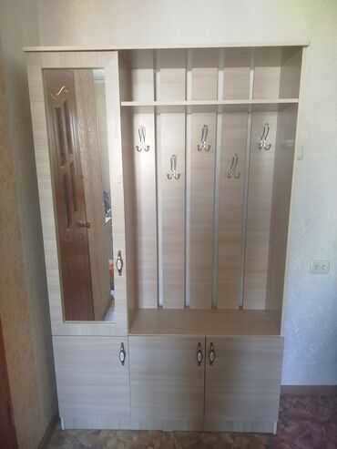 шкафчик с зеркалом в ванную: Кире бериш үчүн гарнитур, Күзгү, ДСП, түсү - Саргыч боз