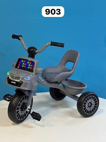 №: 16312 Məhsulun adı: Üçtəkərli velosiped Hello Kids, boz, 1-3 yaş
